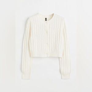 Women’s H&M‎ DIVIDED cream Cable-knit Cardigan size small
